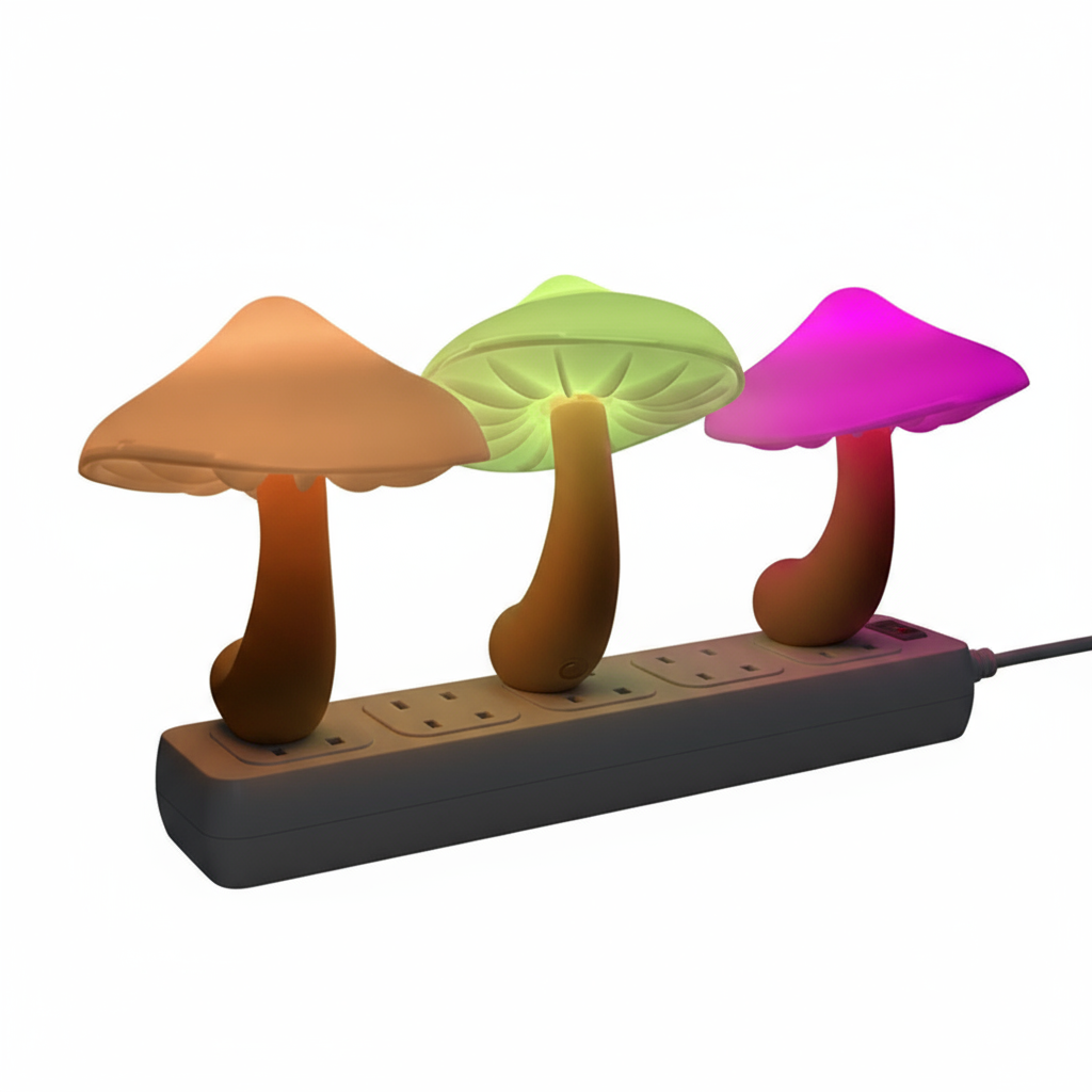 LED Night Light Mushroom Wall Socket Lamp EU US Plug Warm White Light-control Sensor Bedroom Light Home Decoration
