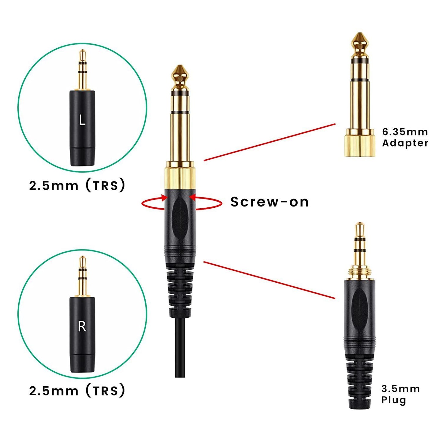 Suitable For HE400i He560 Double 25mm Plug Headset Spring Headset Cable