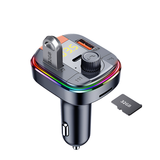 832 Car Mp3 Player Colorful Atmosphere Breathing Light Hands-Free Car Bluetooth Qc3.0 Car Charger